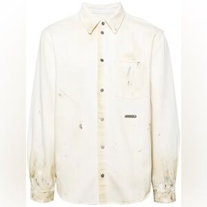 $595 Helmut Lang
Off-White Painted Denim Shirt size 42/xl